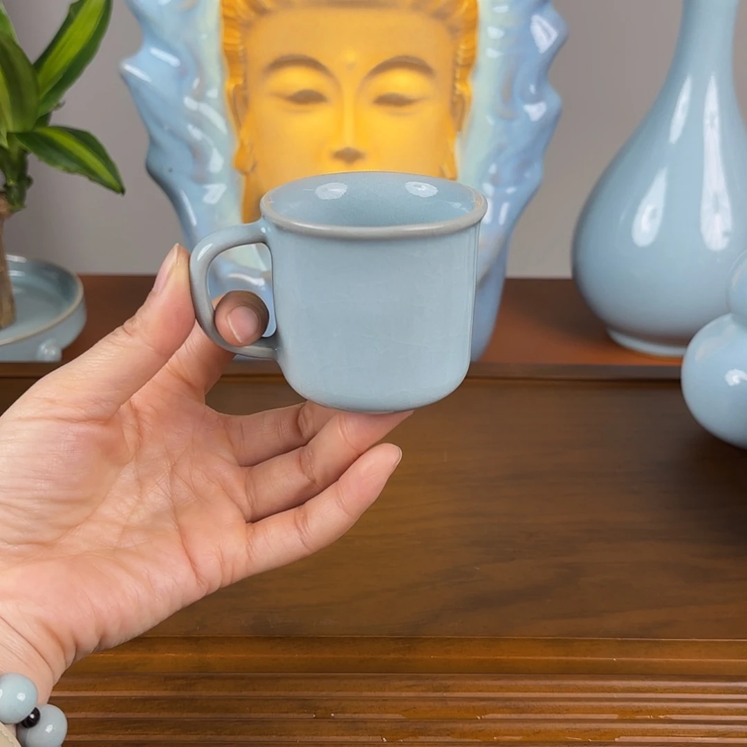 摆件天青釉小缸杯新品