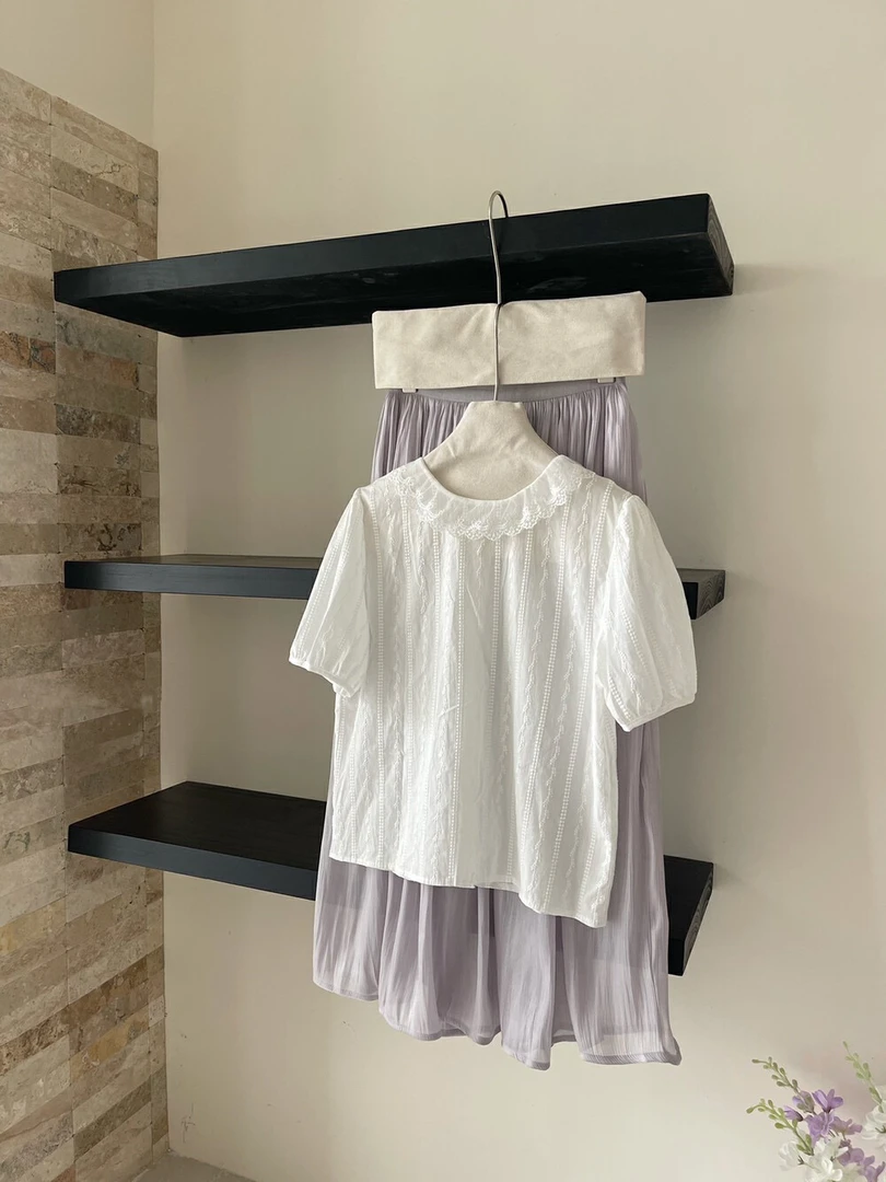 韩系甜美蕾丝花边领百搭两面穿小衫