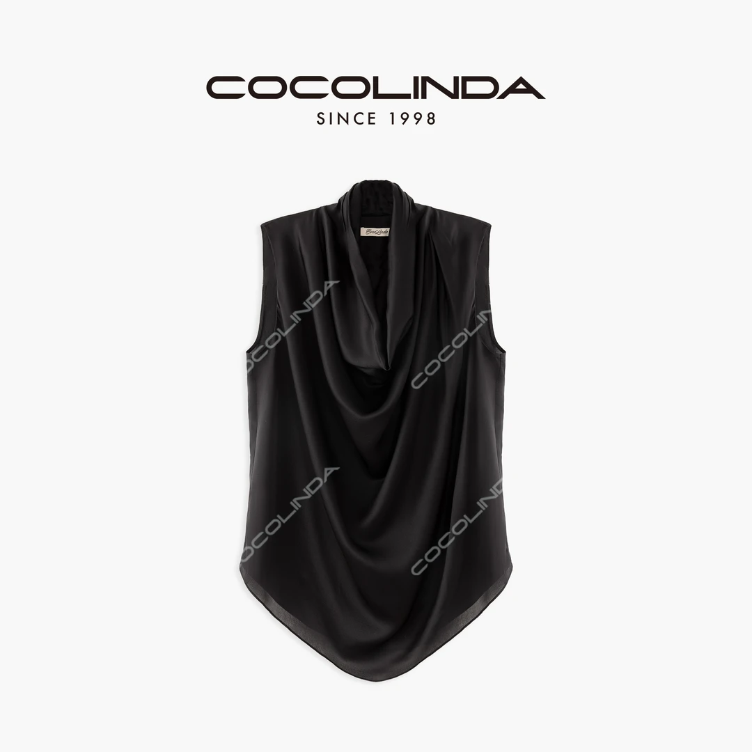 COCOLINDA |【醋酸】14姆米无袖荡领小衫上衣S3184A