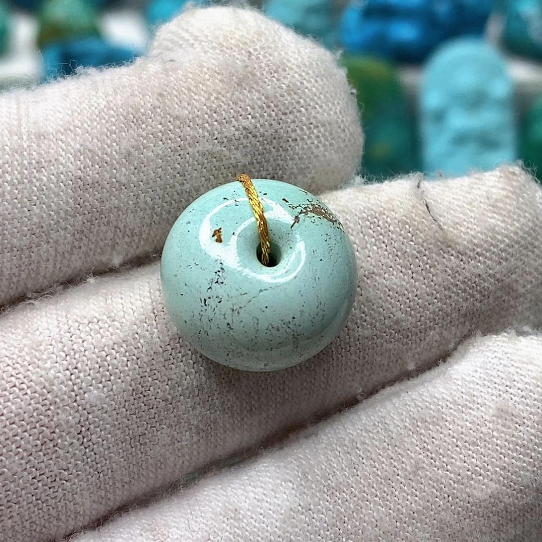 绿松石未镶嵌天然原矿 地大质检15.2mm