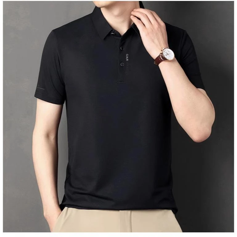 网红爆款男短袖t恤polo衫夏季翻领半袖冰丝薄款纯色商务休闲体恤