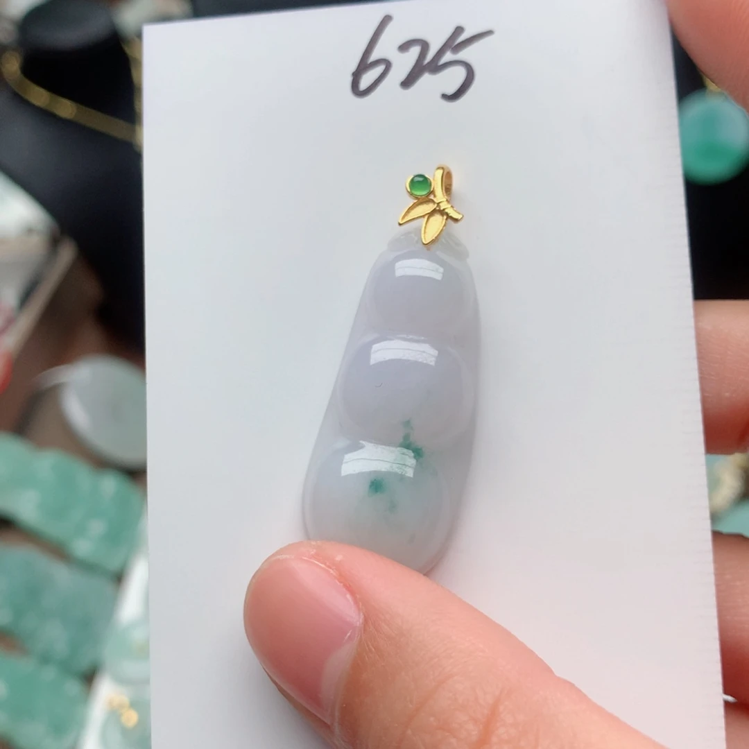 翡翠颈饰银S925镀金镶嵌吊坠