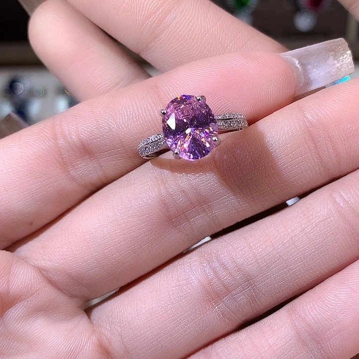 碧玺银S925镶嵌戒指白810