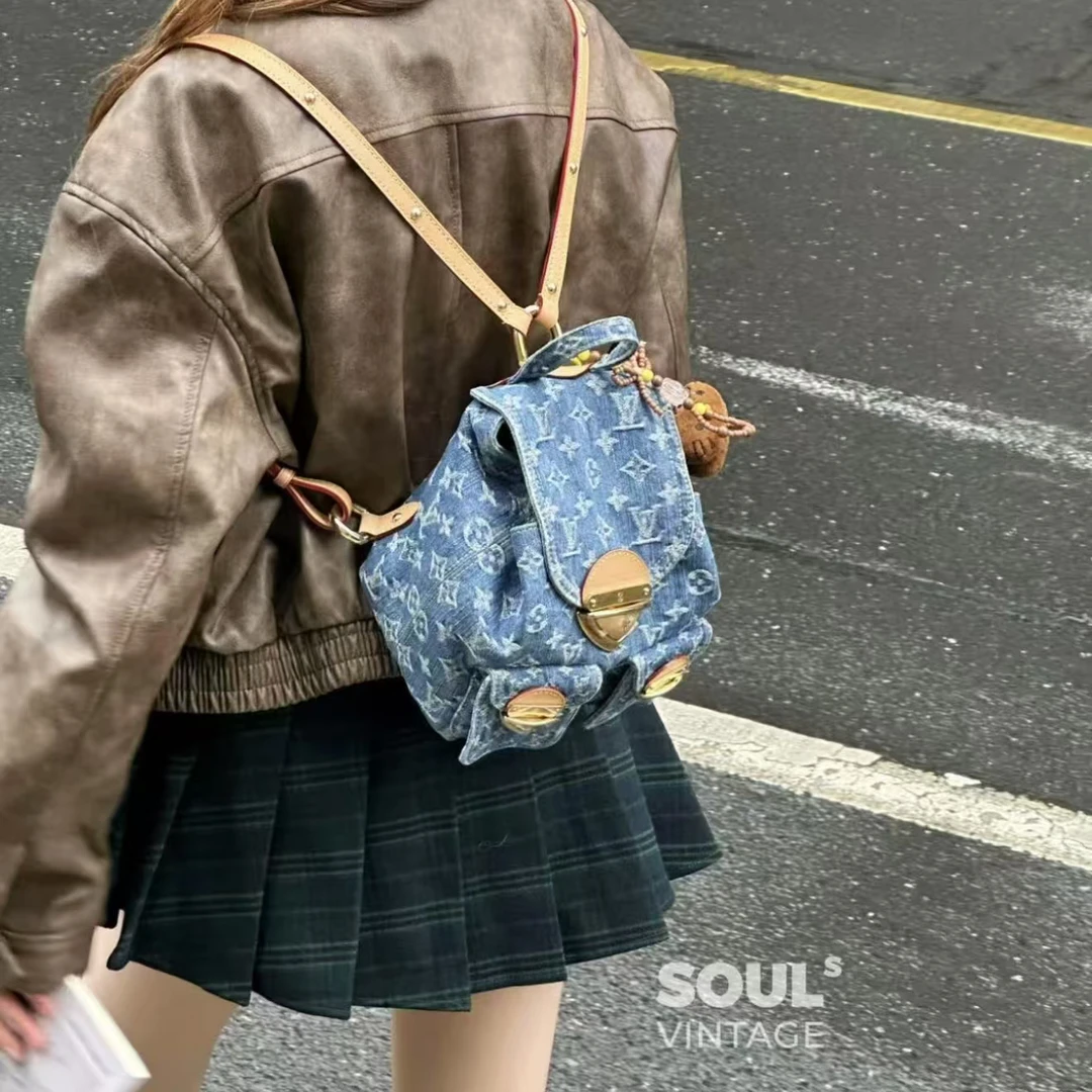 95新 LouisVuitton/路易威登 Lv 蓝色牛仔Venice双肩包/692390041