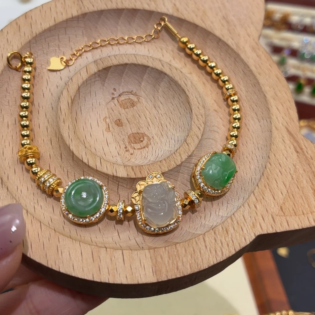 翡翠银S925镶嵌颈饰手链