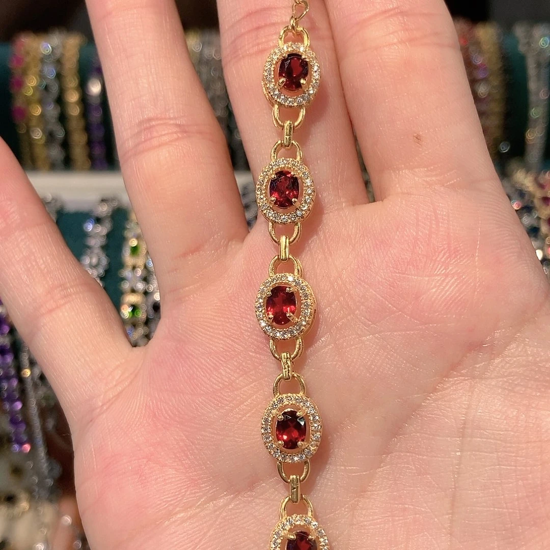 石榴石手链银S925镶嵌