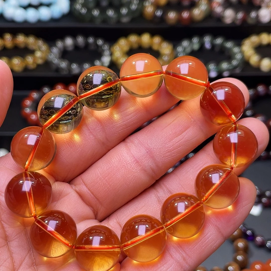 手链未镶嵌水晶巴西毕业级金红料大颗粒