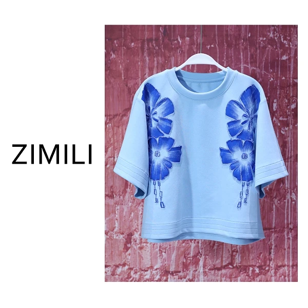 【亮哥女装】2025欧版婴儿蓝印花钉珠休闲时尚短袖8521