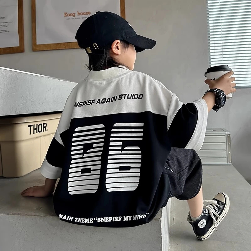 男童POLO衫短袖夏季薄款2025新款儿童装潮酷t恤大童夏装上衣T