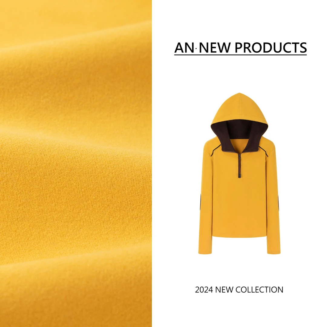 B11151冬季新款时尚百搭小众设计拼色连帽拉链卫衣打底