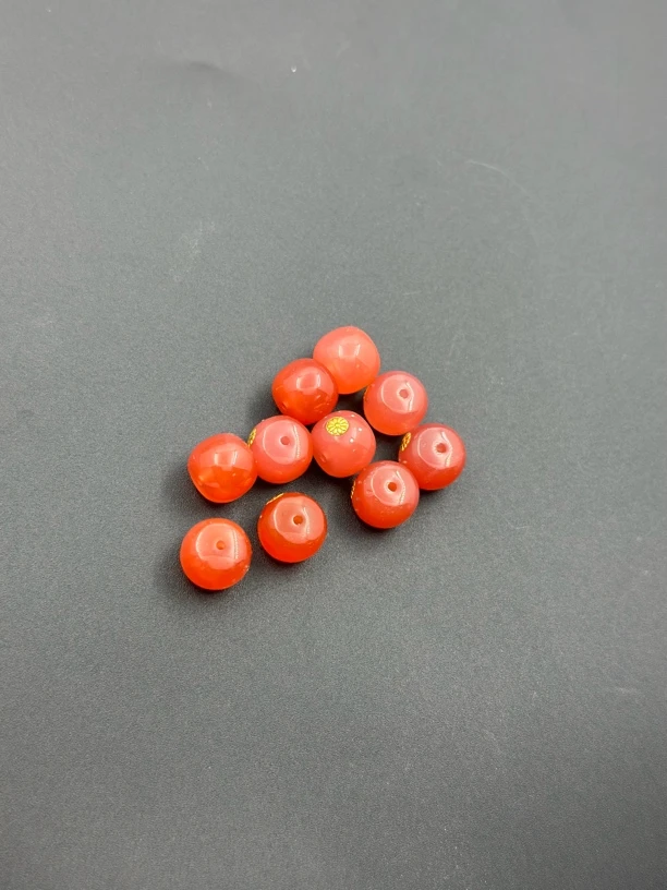 天然玛瑙粉糯墩子镶嵌足金金标（多样性发其一）