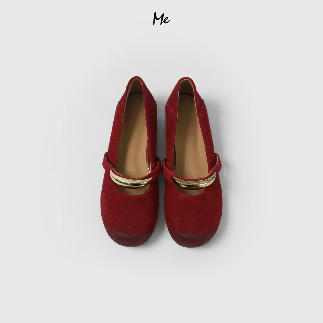 ME【吉普赛芭蕾鞋】磨砂小牛皮复古擦色百搭时尚千金感鞋子MESS5894