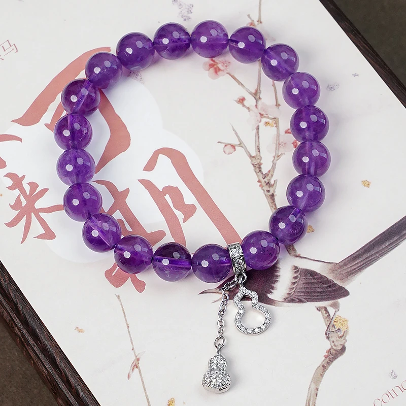 精致紫水晶葫芦吊坠手链-8722