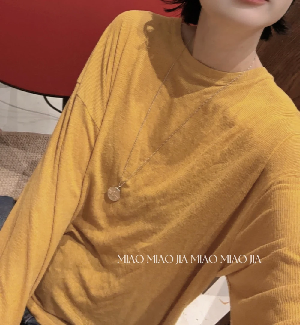 /苗苗家/『温痕』韩版休闲时尚百搭宽松舒适微透长袖防晒T恤