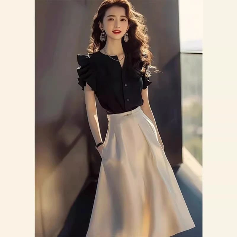 夏装搭配一整套高端精致气质女神范小香风高级感衬衫裙子两件套装