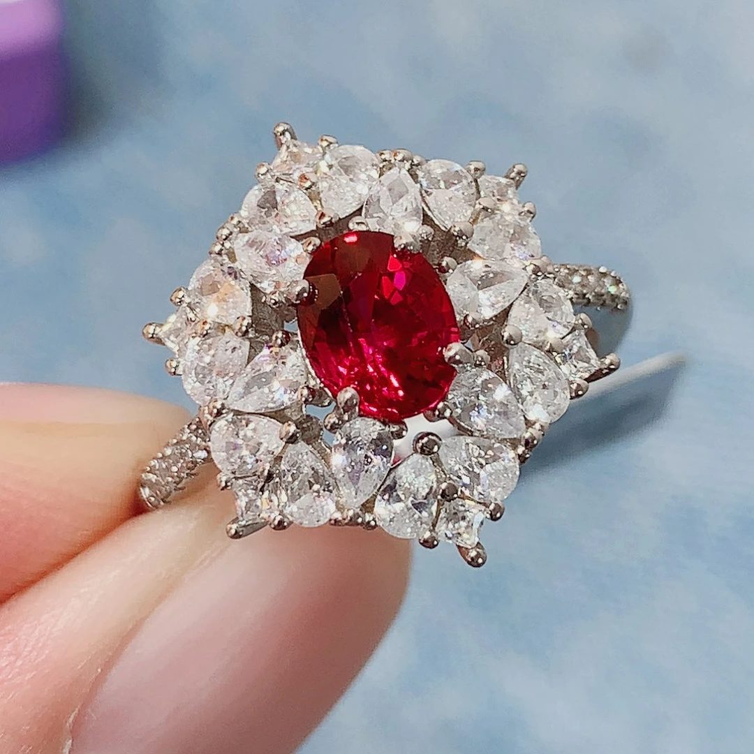 戒指戒指银S925镶嵌碧玺