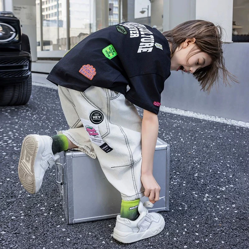 2058休闲风中裤夏季男女童短款时尚