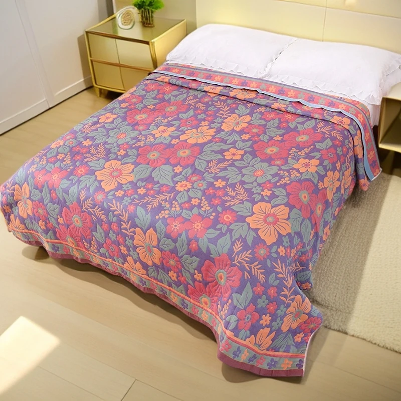 【床盖】150*200时尚单人多层柔软透气纱布床盖成人学生家用可水洗