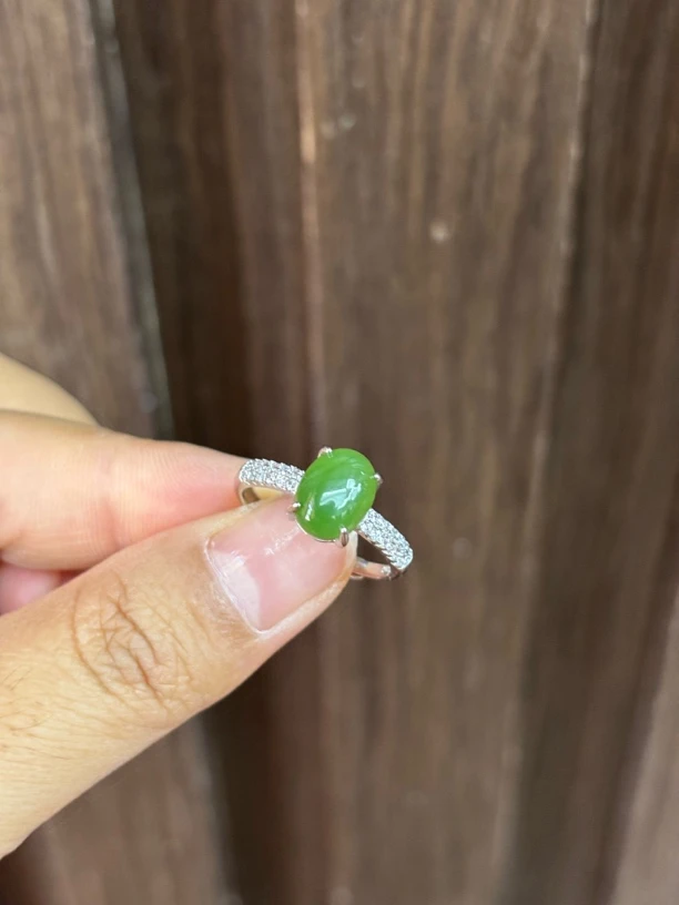 070107WM 和田玉碧玉s925银镶嵌戒指多样性发其一