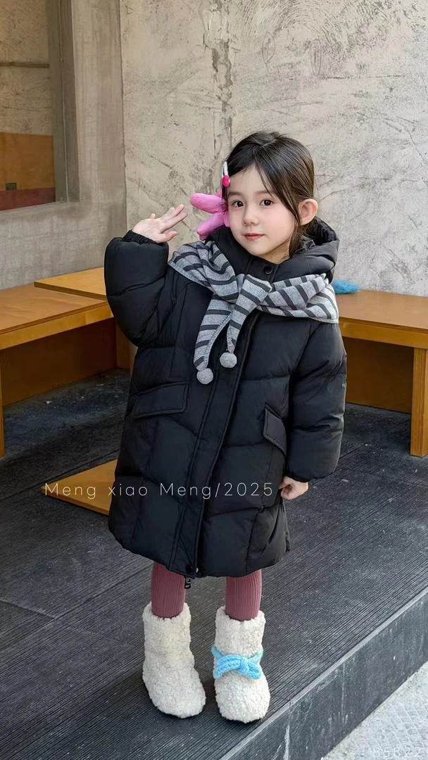 {花卷卷}2025冬新国标90白鸭绒韩版黑色中长款羽绒服85822（汉服）