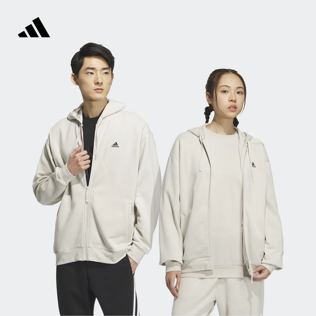 阿迪达斯官方 加绒宽松连帽夹克外套男女秋季轻运动adidas IV7604