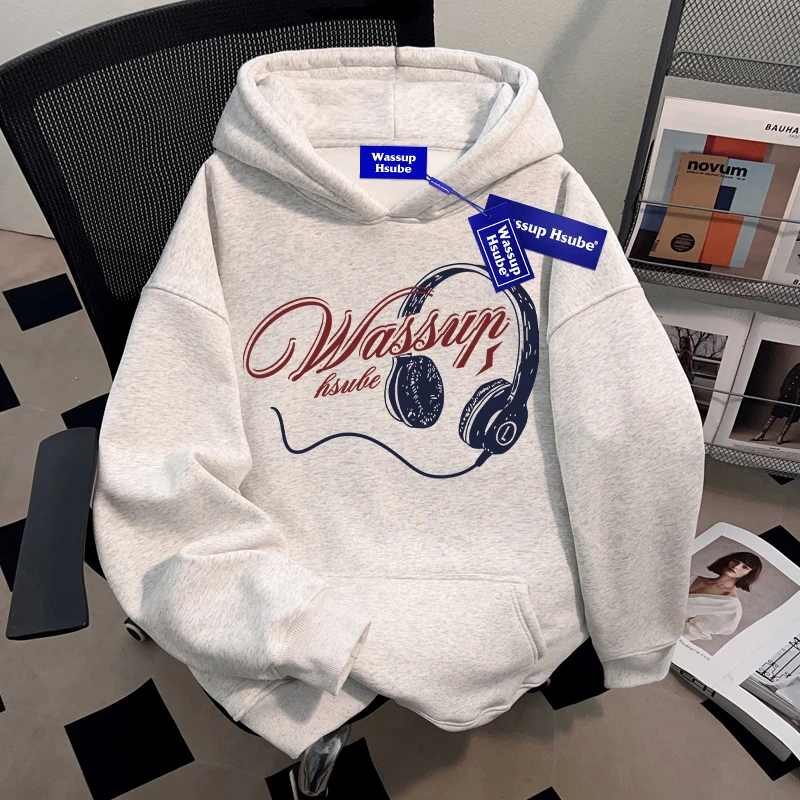 WASSUP HSUBE设计感美式潮流套头连帽卫衣男士重磅潮酷宽松上衣服