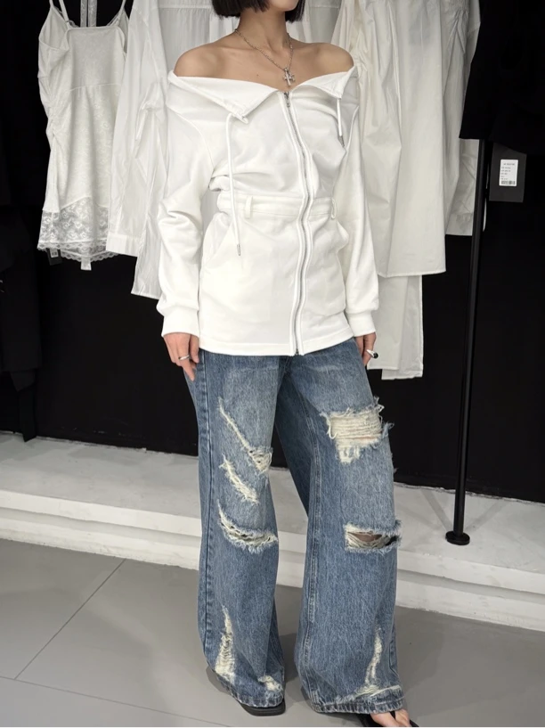 GK【一字肩辣妹卫衣裙】