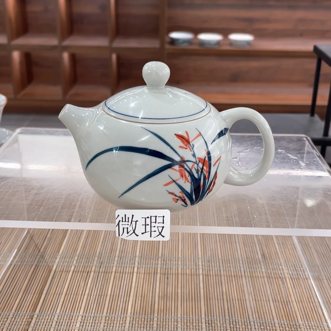 釉下手绘茶具微瑕