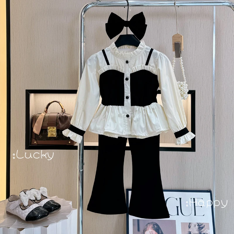 洋气韩版小香风衬衫休闲裤新款儿童衣服两件套女童装春秋休闲套装