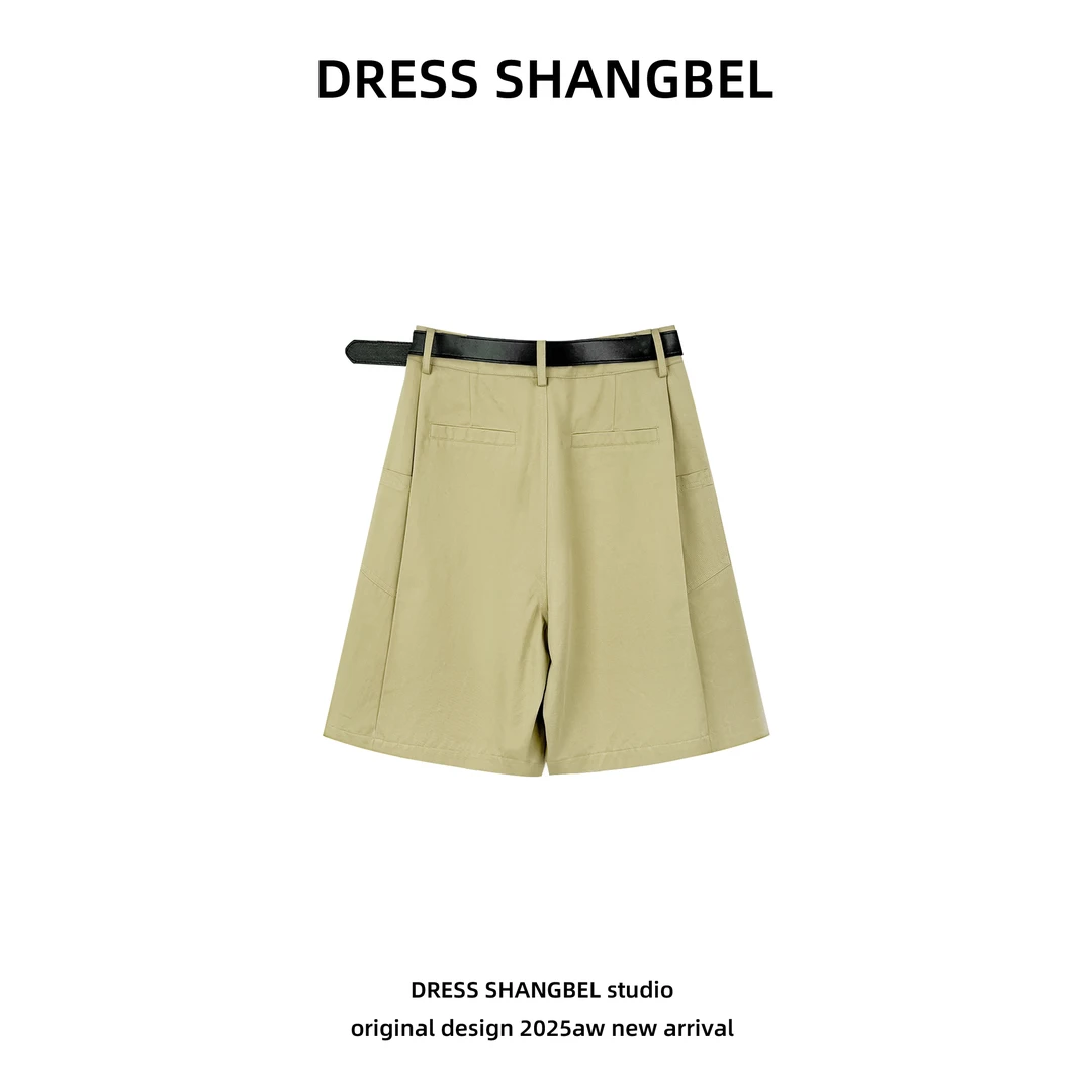 DRESS 2025夏季新款C度假风编织腰带显瘦休闲短裤5380H