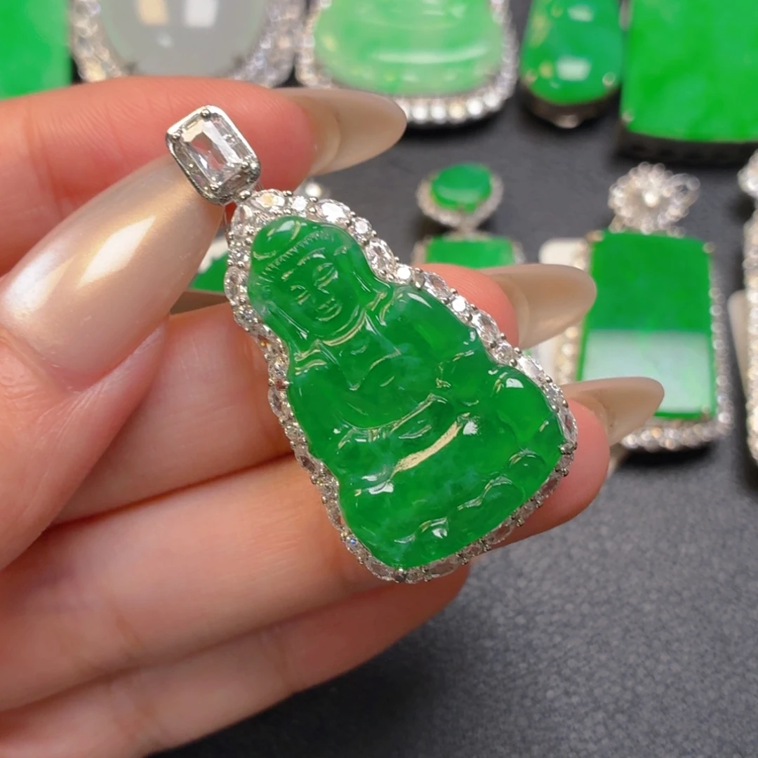 翡翠银S925镶嵌颈饰