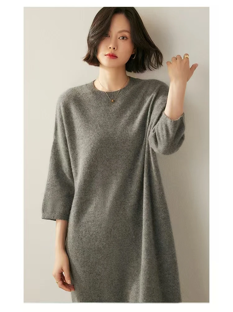 【259012】轻奢极简韩版套头羊绒衣服秋冬百搭时尚连衣裙