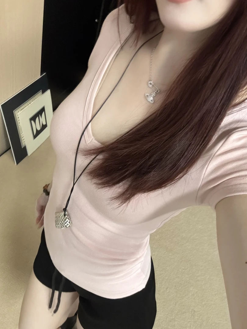 糯同款 基础百搭T恤V领圆领短袖 超软超舒服 超大弹力 衣长52左右