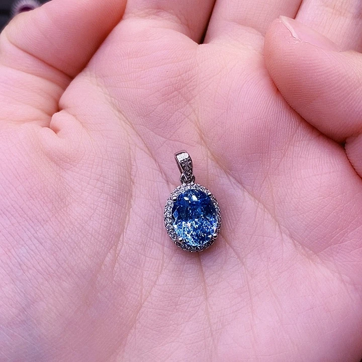 吊坠(赠链)海蓝宝石银S925镶嵌
