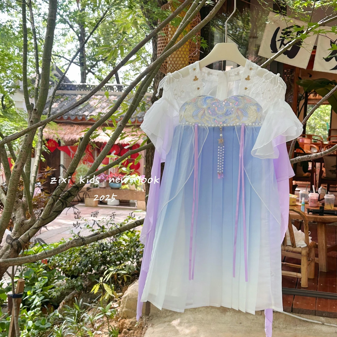 女童新中式古风夏季连衣裙国风演出服唐装hf033