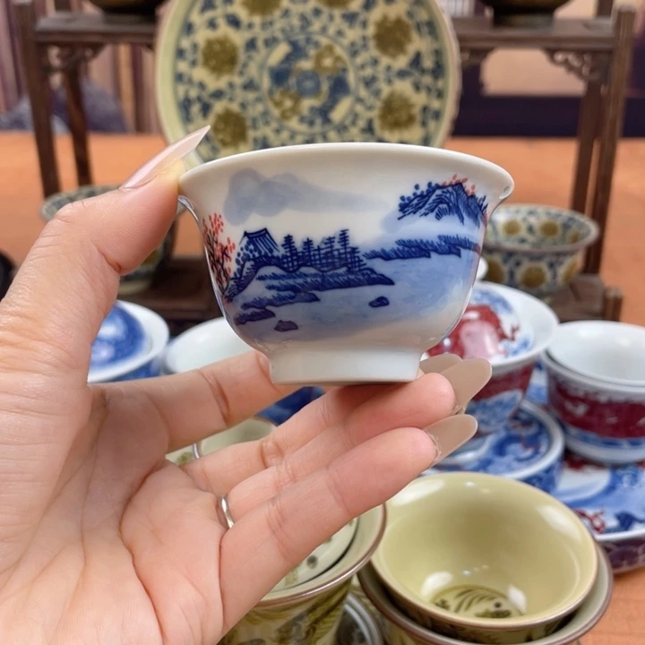 摆件手绘山水压手杯