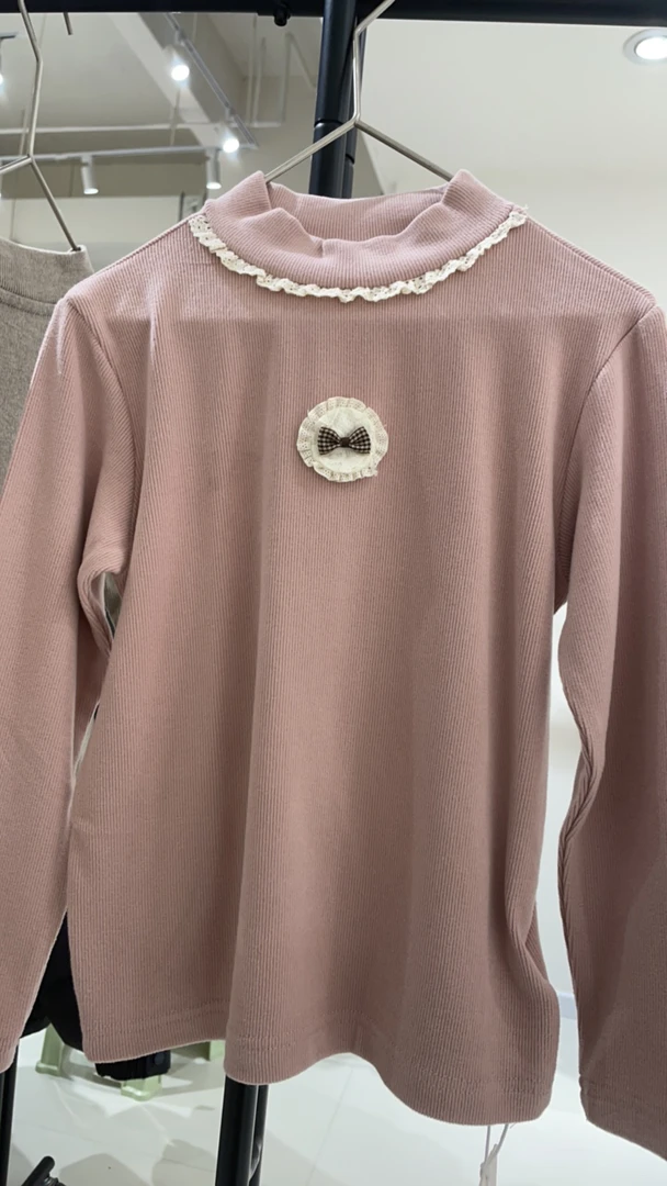 1022冬季新款中童蝴蝶结打底衫