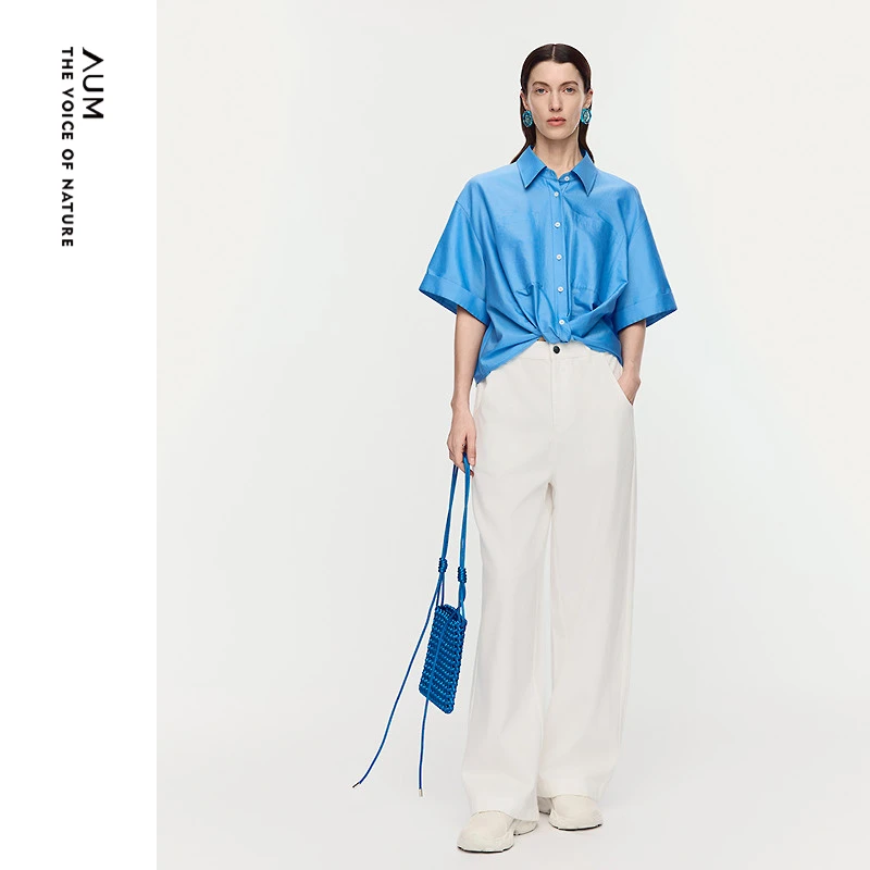 AUM/噢姆25夏季新款时尚休闲宽松薄款遮肉显瘦舒适衬衫M1FZ23419