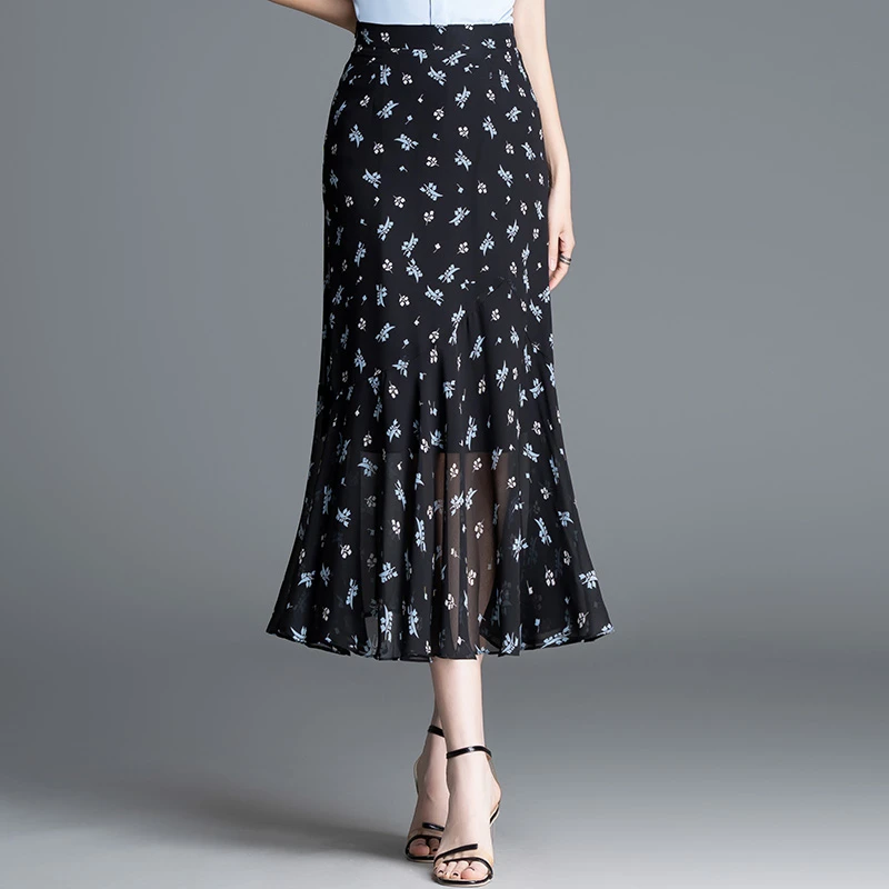 雪纺碎花半身裙荷叶边鱼尾裙气质高级感女裙子夏季巨好看包臀长裙