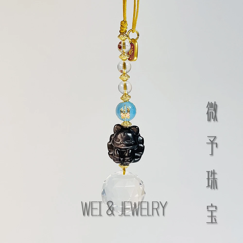【微予珠宝】切面水晶球凤九手机挂包挂吊坠多样性发其一