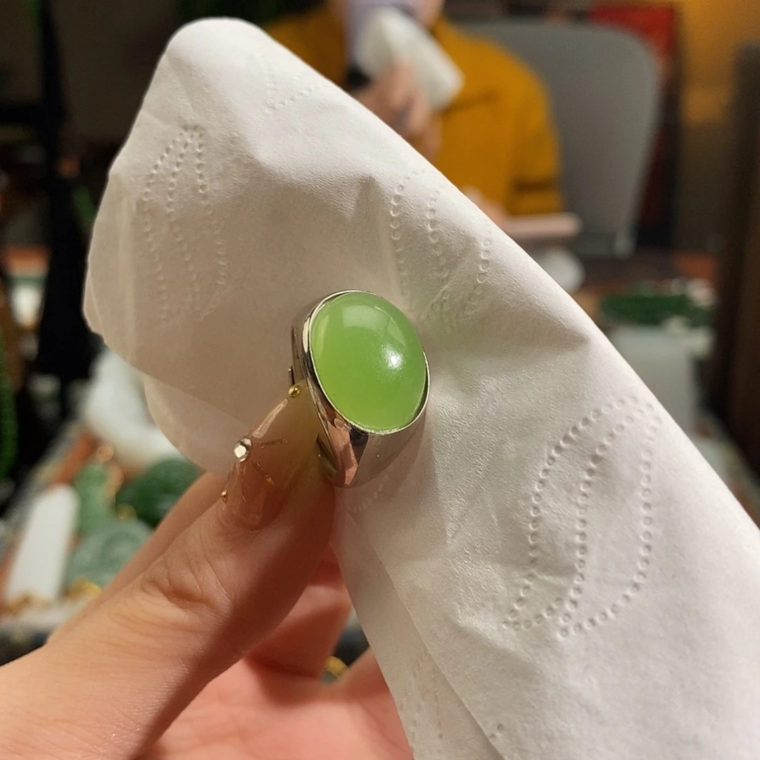 和田玉银S925镶嵌吊坠(不含链)戒指