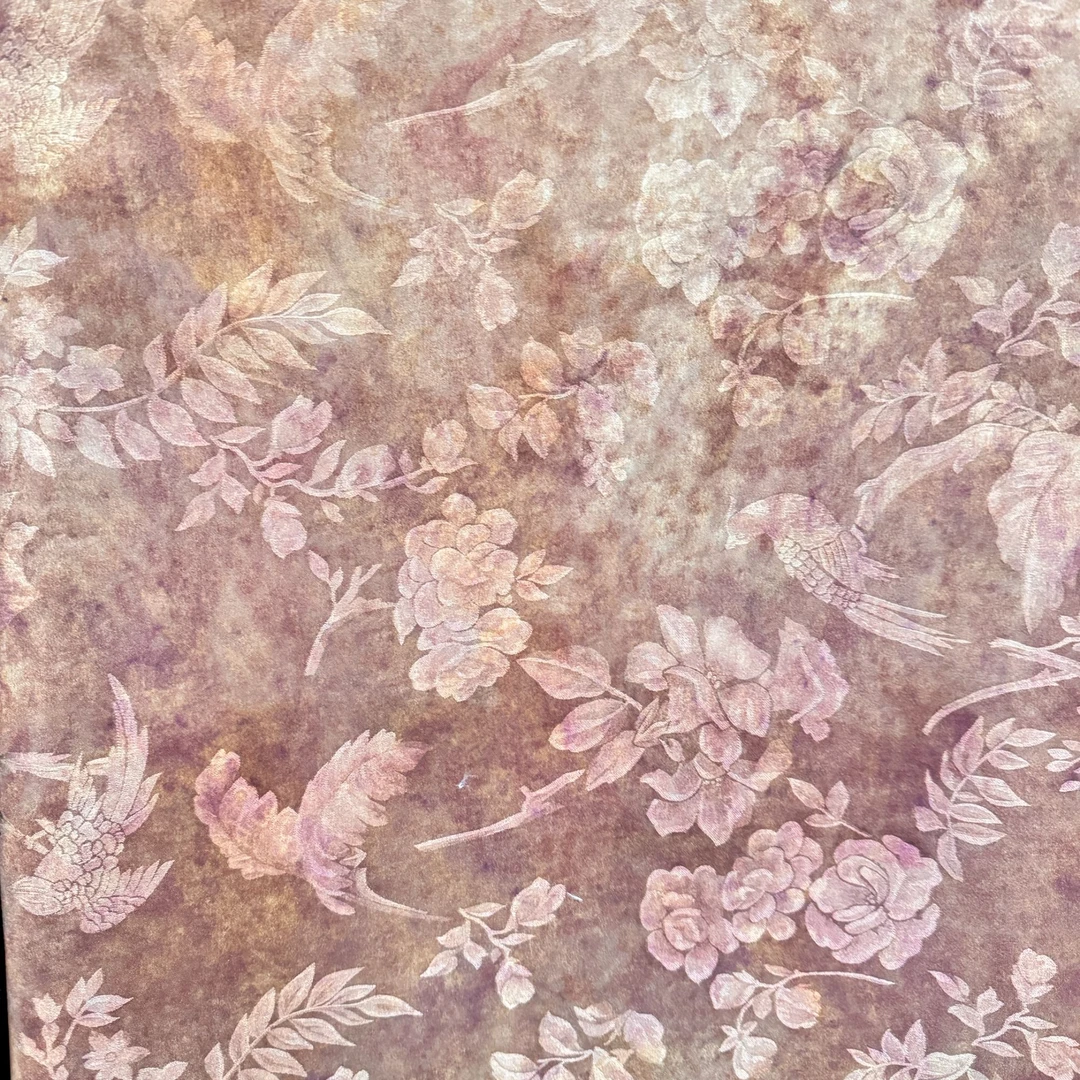 花萝香云纱红云纱布料纯桑蚕丝萝孔重磅真丝旗袍连衣裙