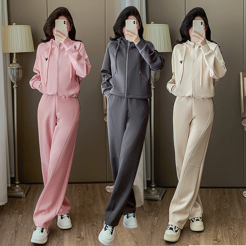 运动服套装女2025年新款春秋时髦洋气减龄连帽开衫显瘦卫衣两件套