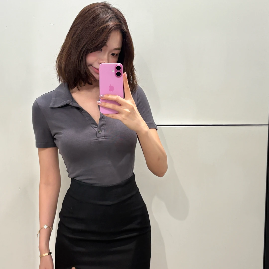 陈椿儿 短袖POLO显瘦短款T恤时尚韩版cleanfit风