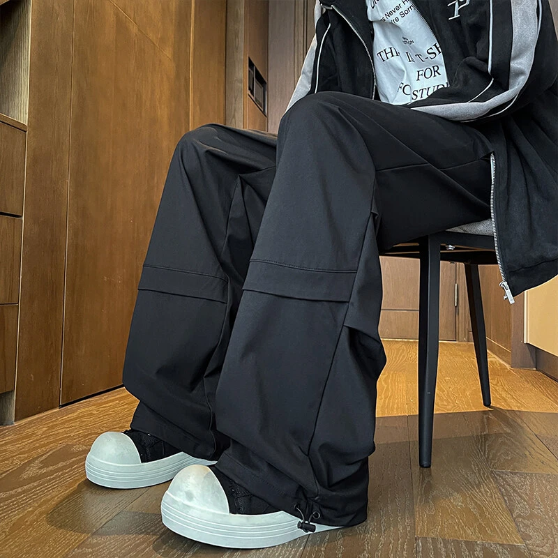 cleanfit潮牌伞兵工装裤男款春季美式高街垂感直筒裤宽松阔腿裤子