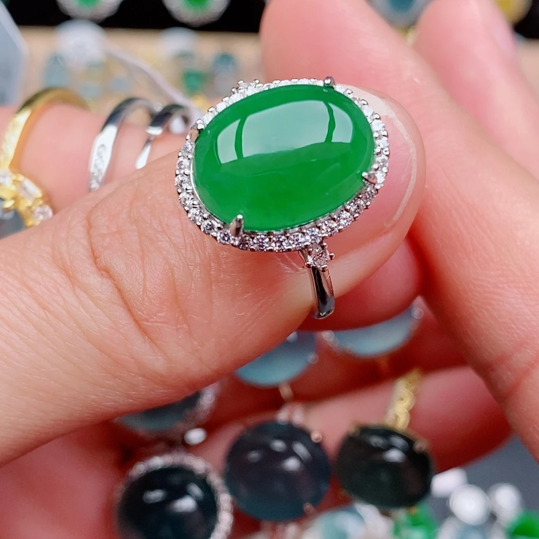 银S925镶嵌戒指翡翠