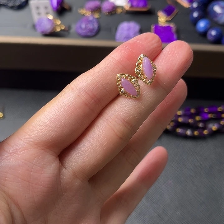 银S925镶嵌苏纪石（舒俱来）耳环