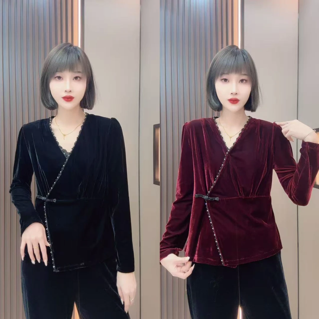 敏宝＋8822厚款宽松型中国风常规款长袖衬衫上衣女装气质