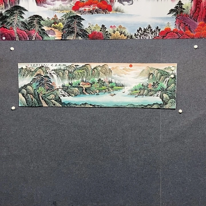 风***淡国画六尺对开一副