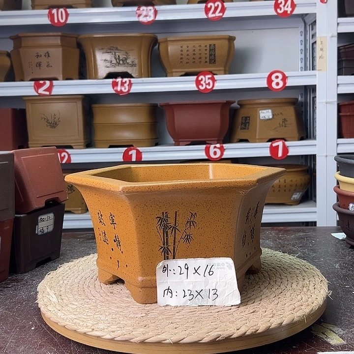 紫砂花盆蛇年大吉